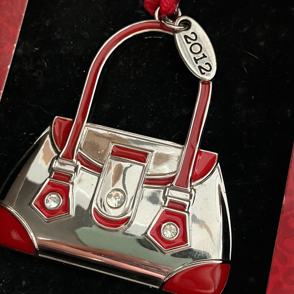 Chic Red and Silver Mini Bag Ornament